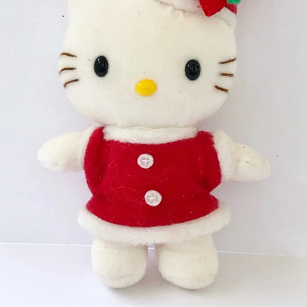 Hello Kitty Plush in Red and White Santa Hat Holiday Outfit Christmas holly